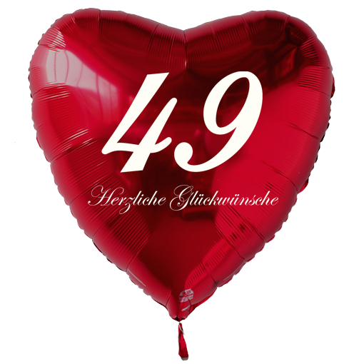 Roter Luftballon in Herzform zum 49. Geburtstag mit Ballongas Helium