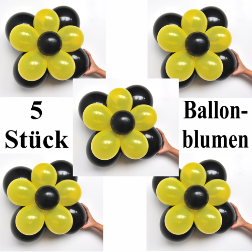 5 Blumen aus Luftballons, Schwarz-Gelb