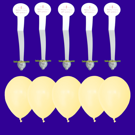 5 LED's und 5 vanille Luftballons