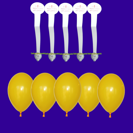 5 LED's und 5 gelbe Luftballons