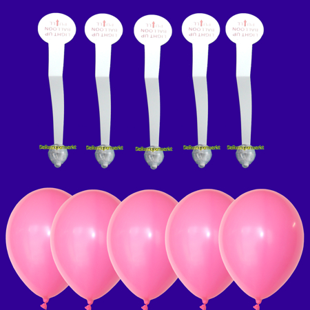 5 LED's und 5 rosa Luftballons