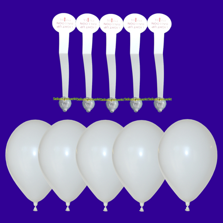 5 LED's und 5 weiße Luftballons