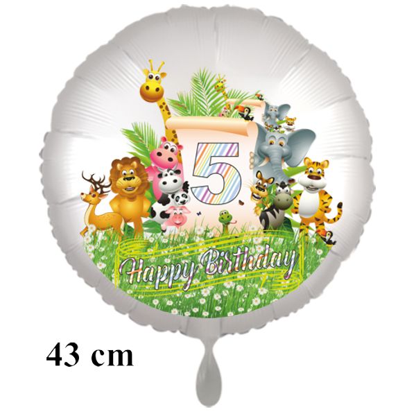 Dschungel-Tiere-Luftballon zum 5. Geburtstag