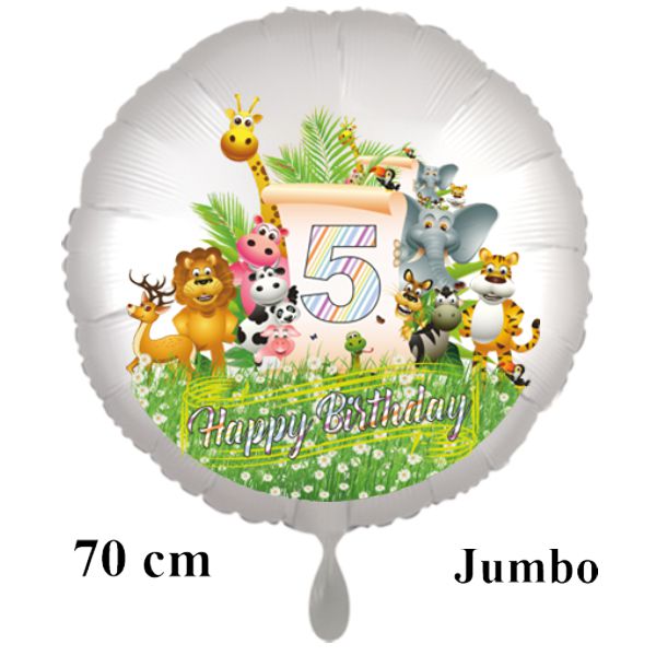Großer Dschungel-Tiere-Luftballon zum 5. Geburtstag