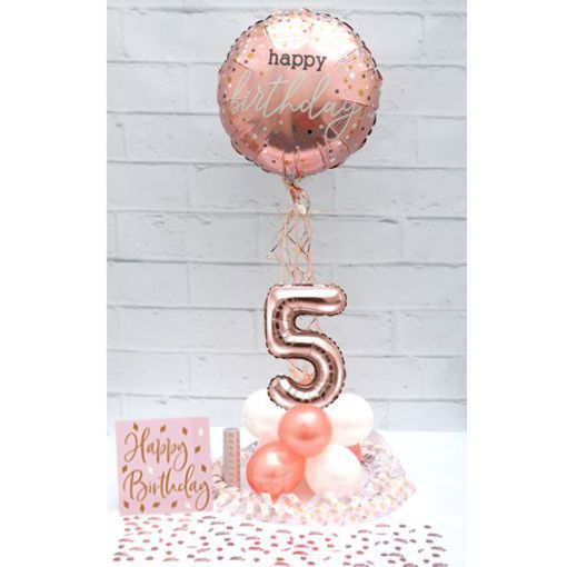 Partydeko-Set zum 5. Geburtstag in Rosegold, Happy Birthday