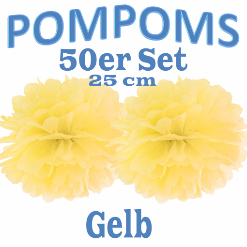 50-Pompoms-25-cm-Gelb