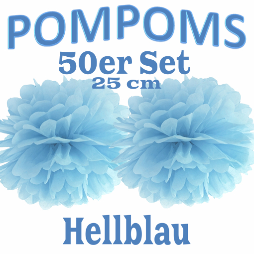 50-Pompoms-25-cm-Hellblau