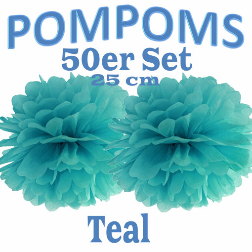 50-Pompoms-25-cm-Teal