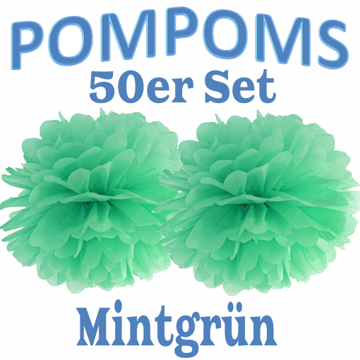 50-Pompoms-35-cm-Mintgruen