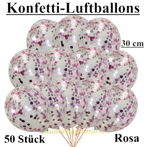 Konfetti-Luftballons Rosa, 5 Stück