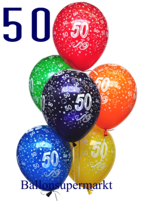50 Luftballons mit der Zahl 50 zum 50. Geburtstag