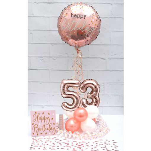 Partydeko-Set zum 53. Geburtstag in Rosegold, Happy Birthday