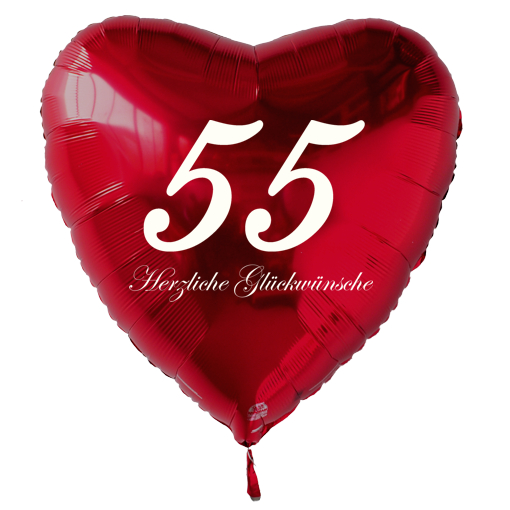 Geburtstag-55-Herzluftballon-Rot