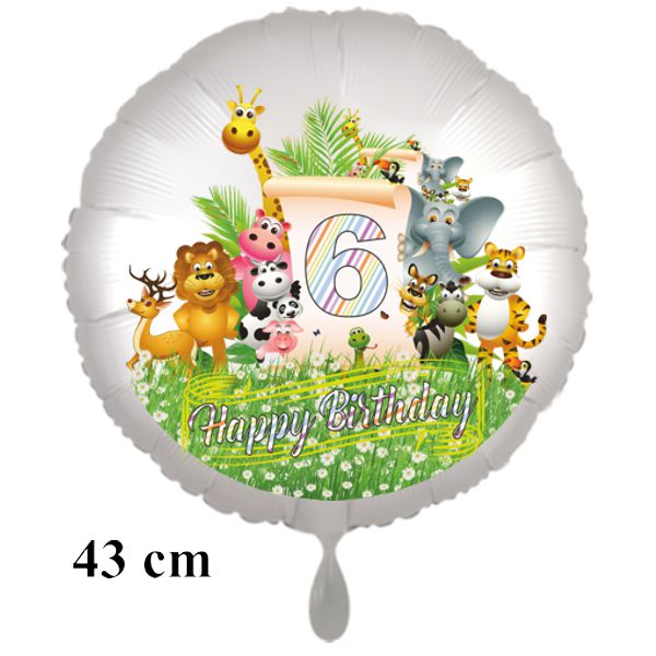 Dschungel-Tiere-Luftballon zum 6. Geburtstag