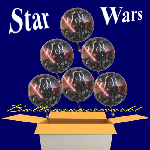 6 Star Wars Luftballons aus Folie mit Ballongas-Helium