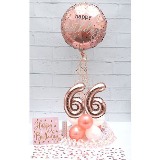 Partydeko-Set zum 66. Geburtstag in Rosegold, Happy Birthday