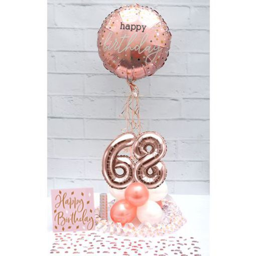 Partydeko-Set zum 68. Geburtstag in Rosegold, Happy Birthday