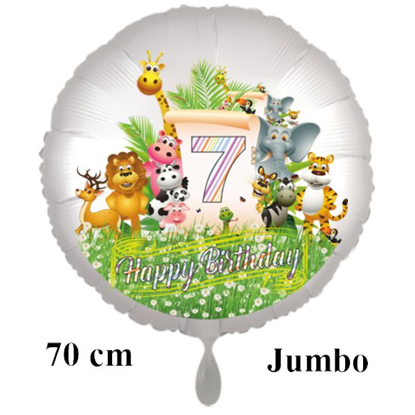 Großer Dschungel-Tiere-Luftballon zum 7. Geburtstag