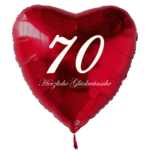 Geburtstag-70-Herzluftballon-Rot