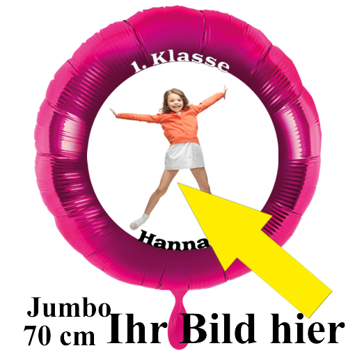 70-cm-Luftballon-in-Pink-mit-Foto-Schulkind-zum-Schulanfang-zur-Einschulung