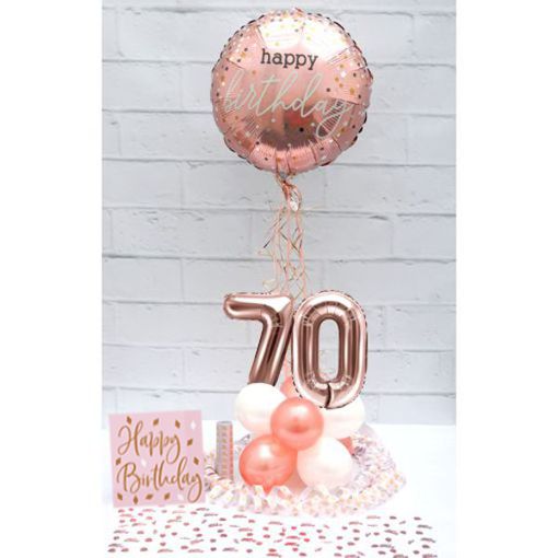 Partydeko-Set zum 70. Geburtstag in Rosegold, Happy Birthday