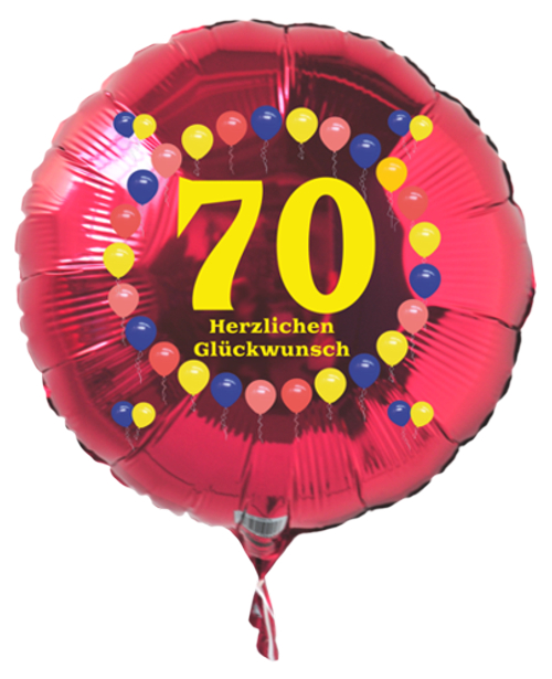 Luftballon zum 70. Geburtstag, Balloons, Rundballon mit Ballongas Helium