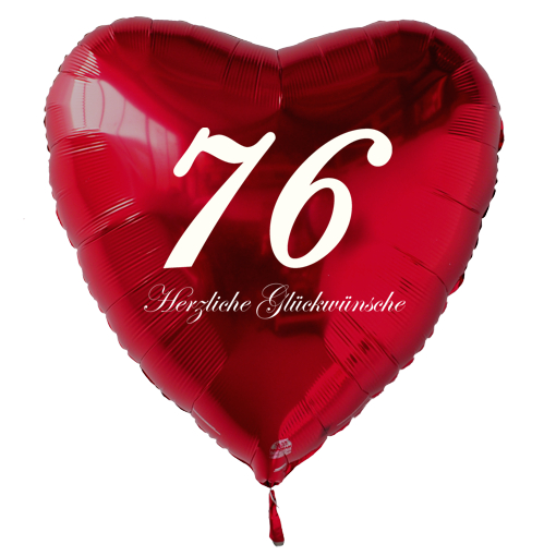 Geburtstag-76-Herzluftballon-Rot
