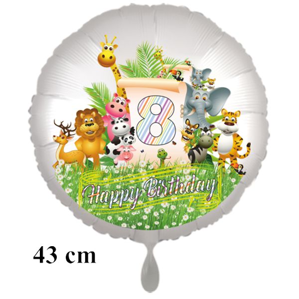 Dschungel-Tiere-Luftballon zum 8. Geburtstag