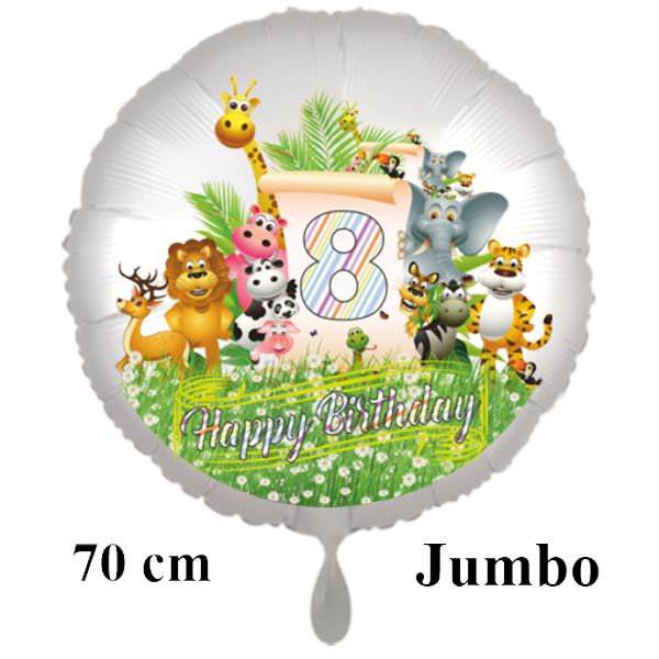 Großer Dschungel-Tiere-Luftballon zum 8. Geburtstag