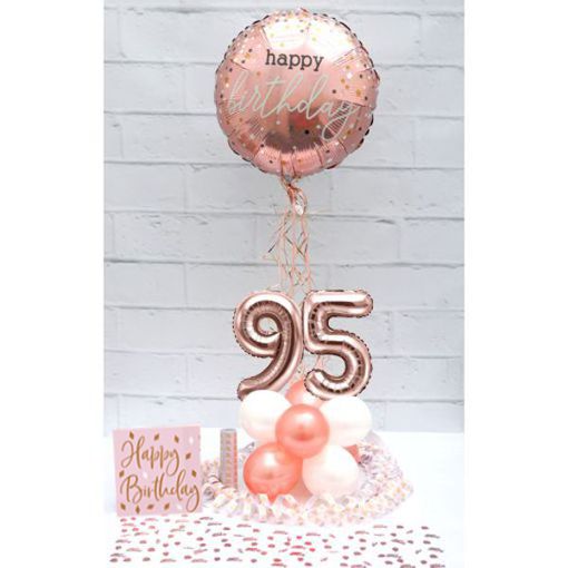 Partydeko-Set zum 95. Geburtstag in Rosegold, Happy Birthday
