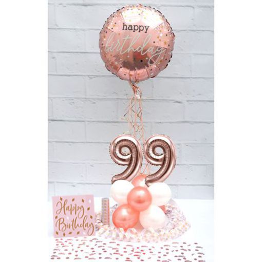 Partydeko-Set zum 99. Geburtstag in Rosegold, Happy Birthday