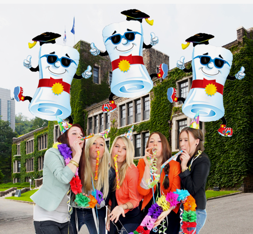 Abiturfeier mit Luftballons Mr. Diploma