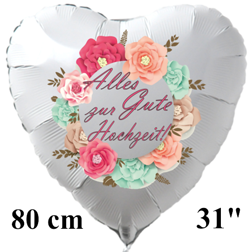Alles-Gute-zur-Hochzeit-grosser-weisser-Herzluftballon-80-cm-Vintage-Blumenkranz-mit-Helium