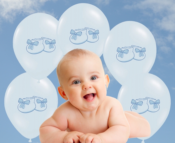 Baby Party Luftballons, Babyschühchen, Hellblau