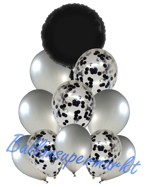Ballonbouquet-Black-Circle-Dekoration-zu-Silvester-Geburtstag-Weihnachten-Hochzeit-11-Ballons