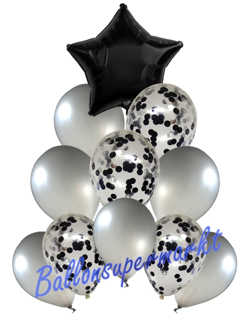 Ballonbouquet-Black-Star-Dekoration-zu-Silvester-Geburtstag-Weihnachten-Hochzeit-11-Ballons