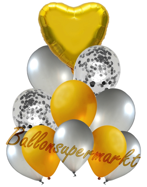 Ballonbouquet-Golden-Heart-Dekoration-zu-Silvester-Geburtstag-Weihnachten-Hochzeit-11-Ballons