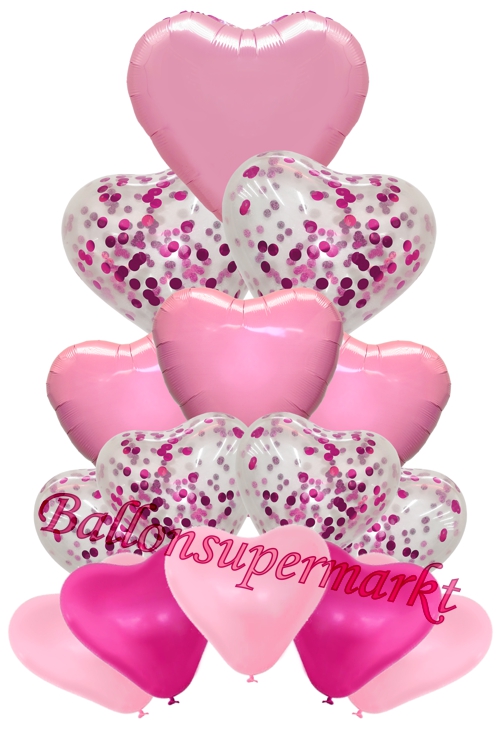 Ballonbouquet-Pink-Heart-Passion-Dekoration-zu-Valentin-Hochzeit-15-Ballons