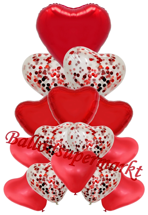 Ballonbouquet-Red-Heart-Passion-Dekoration-zu-Valentin-Hochzeit-15-Ballons