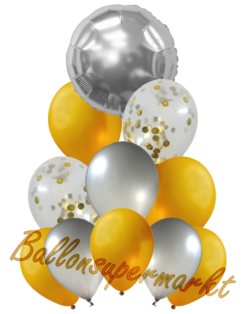Ballonbouquet-Silver-Circle-Dekoration-zu-Silvester-Geburtstag-Weihnachten-Hochzeit-11-Ballons