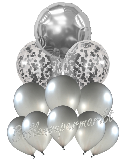 Ballonbouquet-Silver-Circle-Dream-Dekoration-zu-Silvester-Geburtstag-Weihnachten-Silberne-Hochzeit-11-Ballons