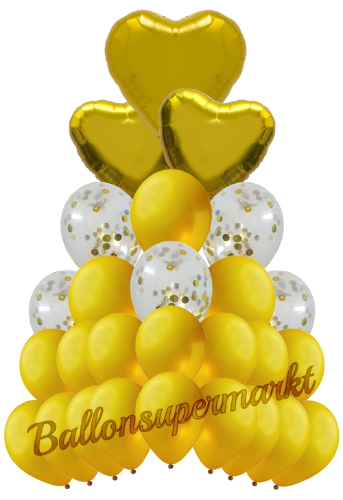 Ballonbouquet-Sweet-Golden-Hearts-Dekoration-zu-Silvester-Geburtstag-Weihnachten-Goldene-Hochzeit-27-Ballons