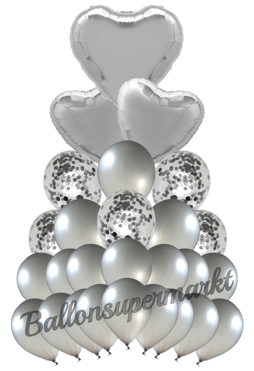 Ballonbouquet-Sweet-Silver-Hearts-Dekoration-zu-Silvester-Geburtstag-Weihnachten-Silberne-Hochzeit-27-Ballons