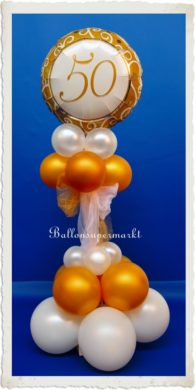 Ballondekoration Goldene 50, Dekoration Goldene Hochzeit, 50. Jubiläum