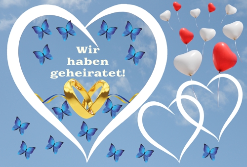 Ballonflugkarte Hochzeit - Wir haben geheiratet