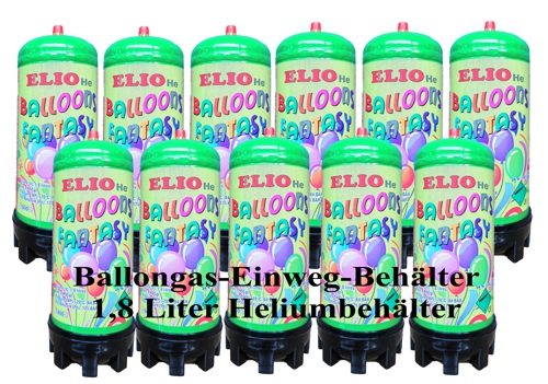 Ballongas Einwegflaschen, 1,8 Liter Heliumbehälter