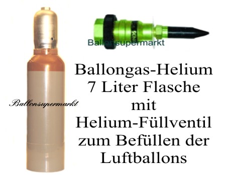 Ballongas Helium Flasche 7 Liter mit Helium Füllventil zum Aufblasen der Luftballons zur Hochzeit