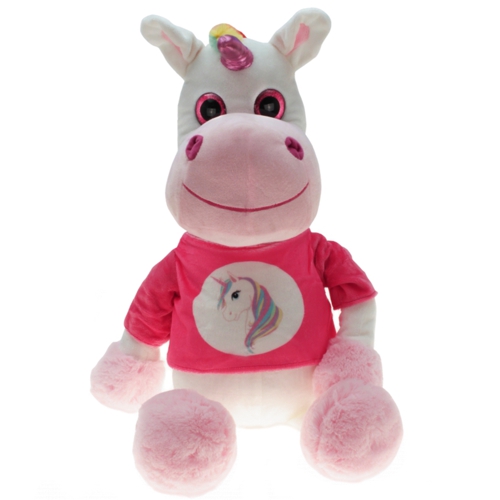 Ballongewicht-Stofftier-Einhorn-im-Shirt-Geschenk-Beschwerer-Luftballongewicht-fuer-Ballons-mit-Helium