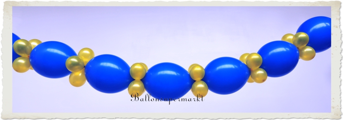 Ballongirlande aus Kettenballons in Blau-Gold