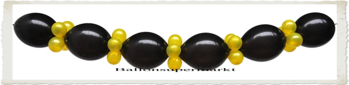 Ballongirlande aus Kettenballons in Schwarz-Gold